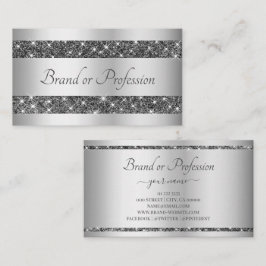 グラマーな銀効果発光グリッター星 名刺