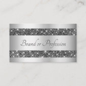 グラマーな銀効果発光グリッター星 名刺 (正面)