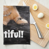 グラマーな魔女子猫 キッチンタオル (四つ折り)