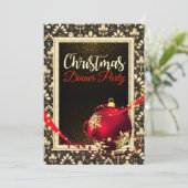 グラマーな黒と金のクリスマスディナー招待状 招待状 (スタンド正面)