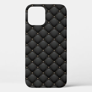 グラマーな黒の金ゴールドのスタッドキルト模様 iPhone 12ケース