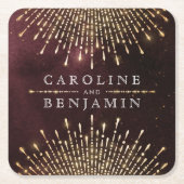 グラマーアールデコブルガンディヴィンテージ結婚式 スクエアペーパーコースター (正面)