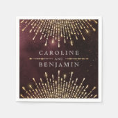 グラマーアールデコブルガンディヴィンテージ結婚式 スタンダードカクテルナプキン (正面)