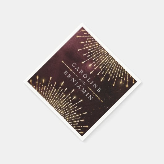 グラマーアールデコブルガンディヴィンテージ結婚式 スタンダードカクテルナプキン (角)