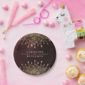 グラマーアールデコブルガンディヴィンテージ結婚式 ペーパープレート (パーティー)