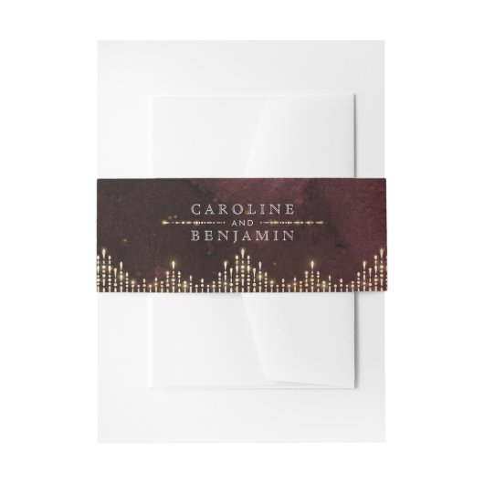 グラマーアールデコブルガンディヴィンテージ結婚式 招待状ベリーバンド (正面例)