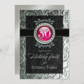 グラマーエレガントエンボス30歳の誕生日 招待状 (正面/裏面)