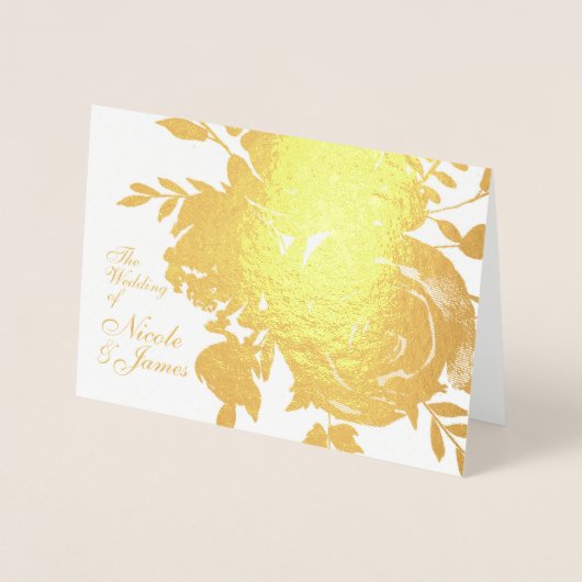 グラマーエレガントゴールドフォイルバラフローラ結婚ズ 箔カード (正面)