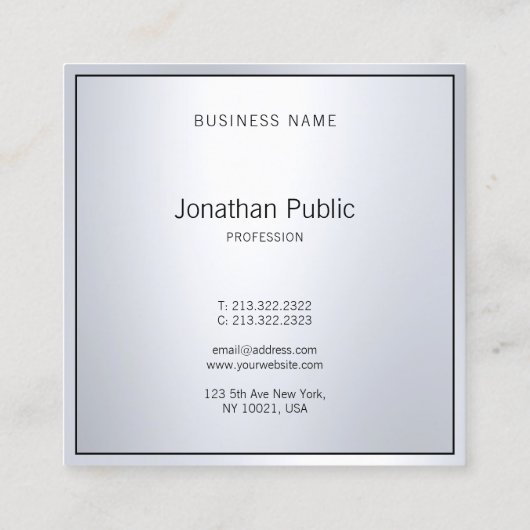 グラマーエレガントシルバープロフェッショナルプレモダンイン スクエア名刺 (裏面)