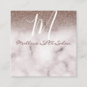 グラマーエレガントブルマーブルシックパープルグリッターモノグラム スクエア名刺 (正面)