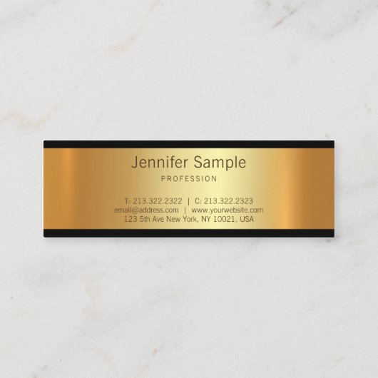 グラマーエレガント金ゴールドスクリプモダントプレーンラグジュアリー スキニー名刺 (裏面)