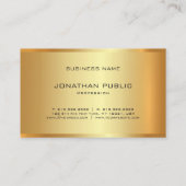 グラマーエレガント金ゴールドルックテンプレートモダントレンディー 名刺 (裏面)