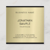 グラマーエレガント金ゴールドルックプロフェッショナルプレインラックス スクエア名刺 (裏面)