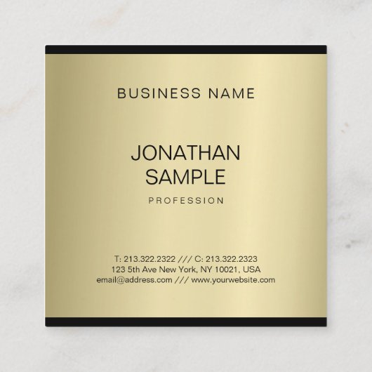 グラマーエレガント金ゴールドルックプロフェッショナルプレインラックス スクエア名刺 (裏面)