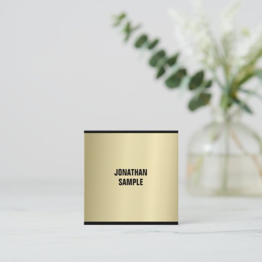 グラマーエレガント金ゴールドルックプロフェッショナルプレインラックス スクエア名刺 (スタンド正面)