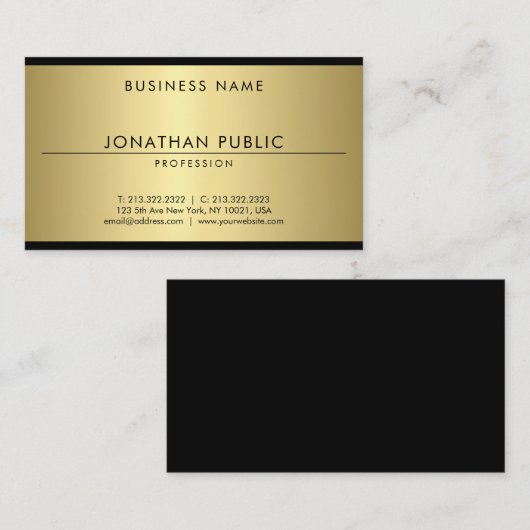グラマーエレガント金ゴールドルックモダンシンプルテンプレート 名刺 (正面/裏面)