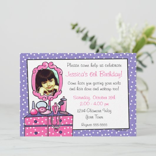 グラマーガール誕生日フォトパーティの招待状 招待状 (スタンド正面)