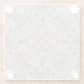 グラマークリームベージュラインストーンフローラレース ガラスコースター (裏面)