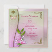 グラマーシューズマグノリア&バタフライ60誕生日 招待状 (裏面)