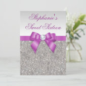 グラマースイート16シフェイクルバーシーキンズパープルボウ 招待状 (スタンド正面)