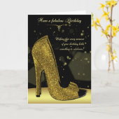 グラマースタイリッシュシューズ誕生日グリーティングカード カード (黄色い花)