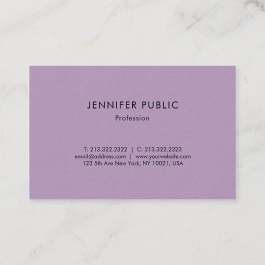 グラマーデザインエレガントパープルエリートプレインラグジュアリー 名刺 (裏面)