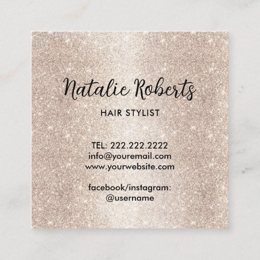 グラマーバラ金ゴールドグリッタースカル美しいサロン&スパ スクエア名刺 (裏面)