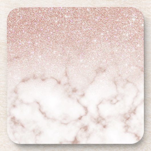 グラマーバラ金ゴールド白グリッター大理石グラデーション コースター (正面)