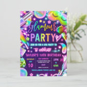 グラマーパーティーグローネオンスパメイクアップバースデーパーティー 招待状 (スタンド正面)