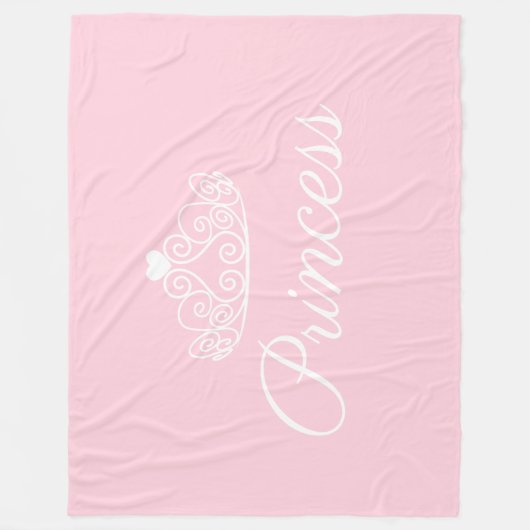 グラマーピンクとホワイトプリンセスティアラ フリースブランケット (正面)