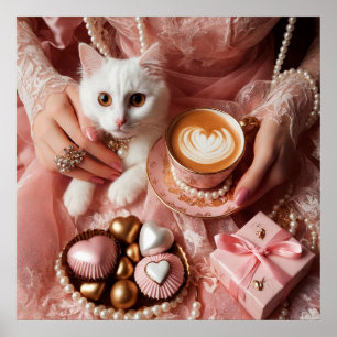 グラマーファッション高級ガーリーコーヒー写真 ポスター