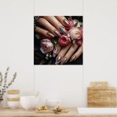 グラマーファッション高級サマー爪、 ネイルアート写真 ポスター (キッチン)