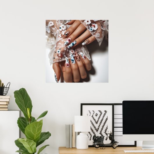 グラマーファッション高級サマー爪、 ネイルアート写真 ポスター (ホームオフィス)
