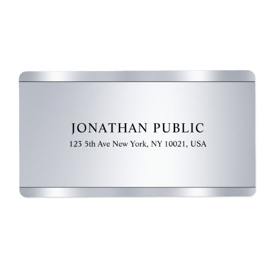 グラマーフェイクシルバーモダンエレガントテンプレート ラベル (正面)