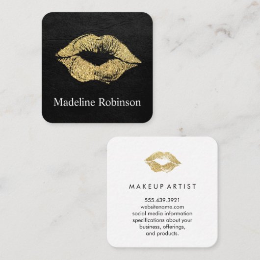 グラマーフェイク金ゴールドグリッターキス スクエア名刺 (正面/裏面)