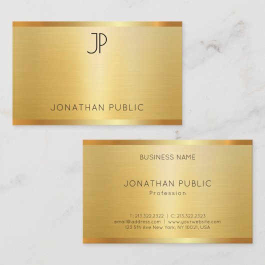 グラマーフェイク金ゴールドプロフェッショナルモダンエレガント 名刺 (正面/裏面)