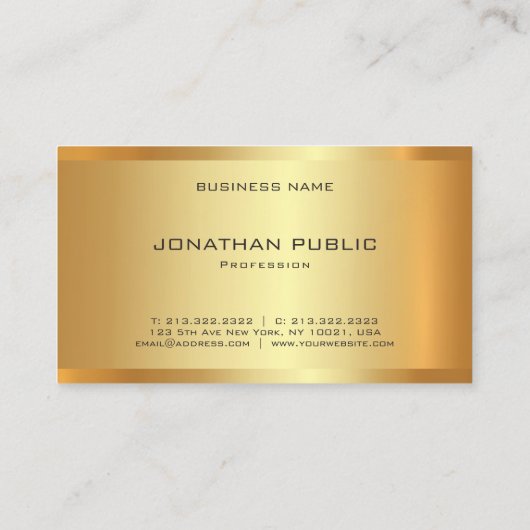 グラマーフェイク金ゴールドモダンテンプレートエレガントトレンディー 名刺 (裏面)