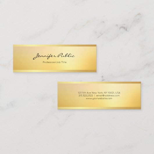 グラマーフェイク金ゴールドモダンミニマルエレガントリスト スキニー名刺 (正面/裏面)
