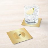 グラマーフェイク金ゴールドモノグラムパーソナライズされたテンプレート スクエアペーパーコースター (インサイチュ)