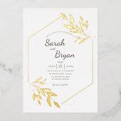 グラマーフレームゴールドフォイル結婚式招待状 箔招待状 (正面)