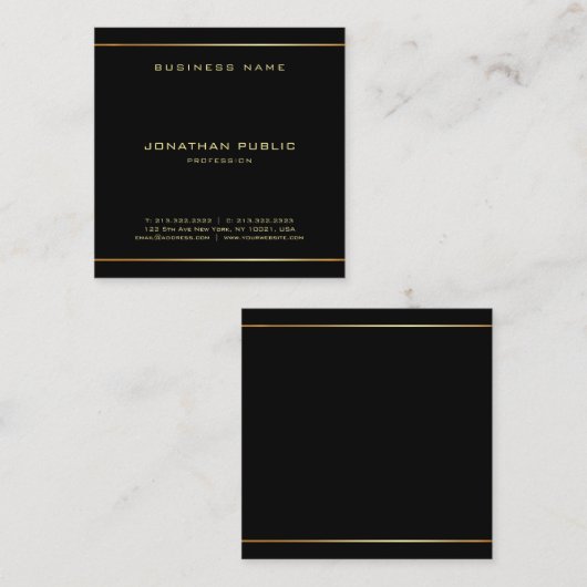 グラマーブ人気があるラックと金ゴールドのエレガントテンプレート スクエア名刺 (正面/裏面)