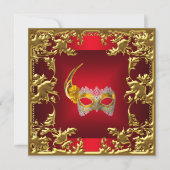 グラマーボール招待状エレガントレッドブラック金ゴールド 招待状 (正面)