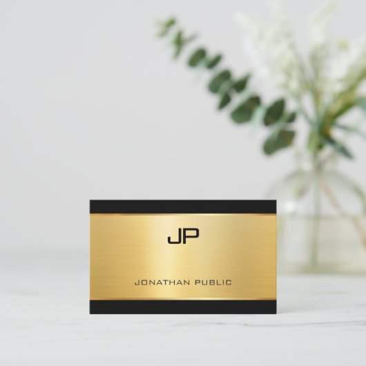 グラマーモダンエレガント金ゴールドラグジュアリーテンプレート 名刺 (スタンド正面)