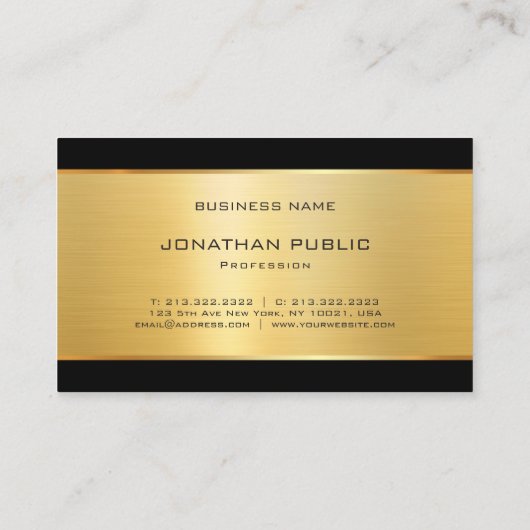 グラマーモダンエレガント金ゴールドラグジュアリーテンプレート 名刺 (裏面)