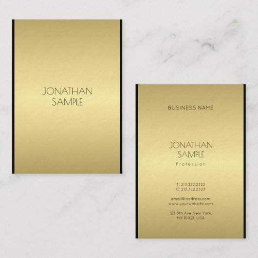 グラマーモダンクエレガントブラック金ゴールドエリートエステティック 名刺 (正面/裏面)