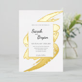 グラマーモダンゴールドフォイル結婚式招待状 箔招待状 (立ち正面)