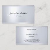 グラマーモダンシルバールッエレガントクシンプルプレーン 名刺 (正面/裏面)