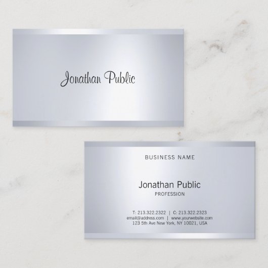 グラマーモダンシルバールッエレガントプ平お洒落らなトップ 名刺 (正面/裏面)