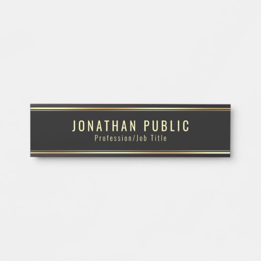グラマーモダンテンプレートブラックと金ゴールドエレガント サインプレート (正面)