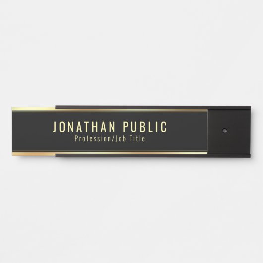 グラマーモダンテンプレートブラックと金ゴールドエレガント サインプレート (正面)